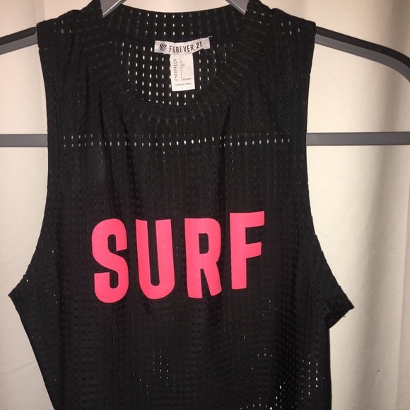 Forever 21 Tops - Forever 21 Cropped Mesh Black Surf Tank Top Forever 21 Tops - Forever 21 Cropped Mesh Black Surf Tank Top